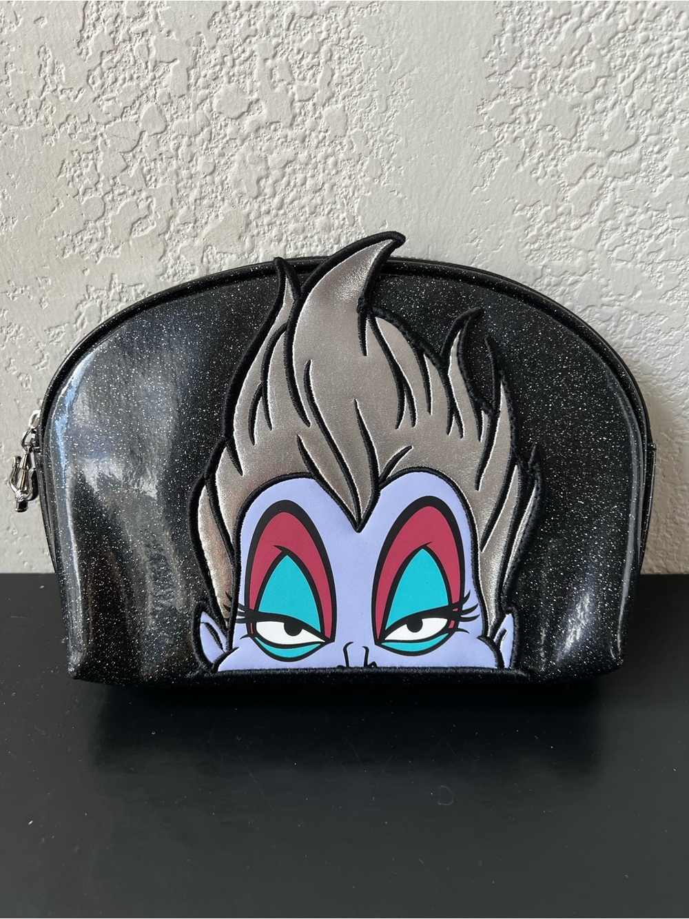 NWT Disney x Primark Villains Ursula Black Glitter Cosmetic Makeup Bag